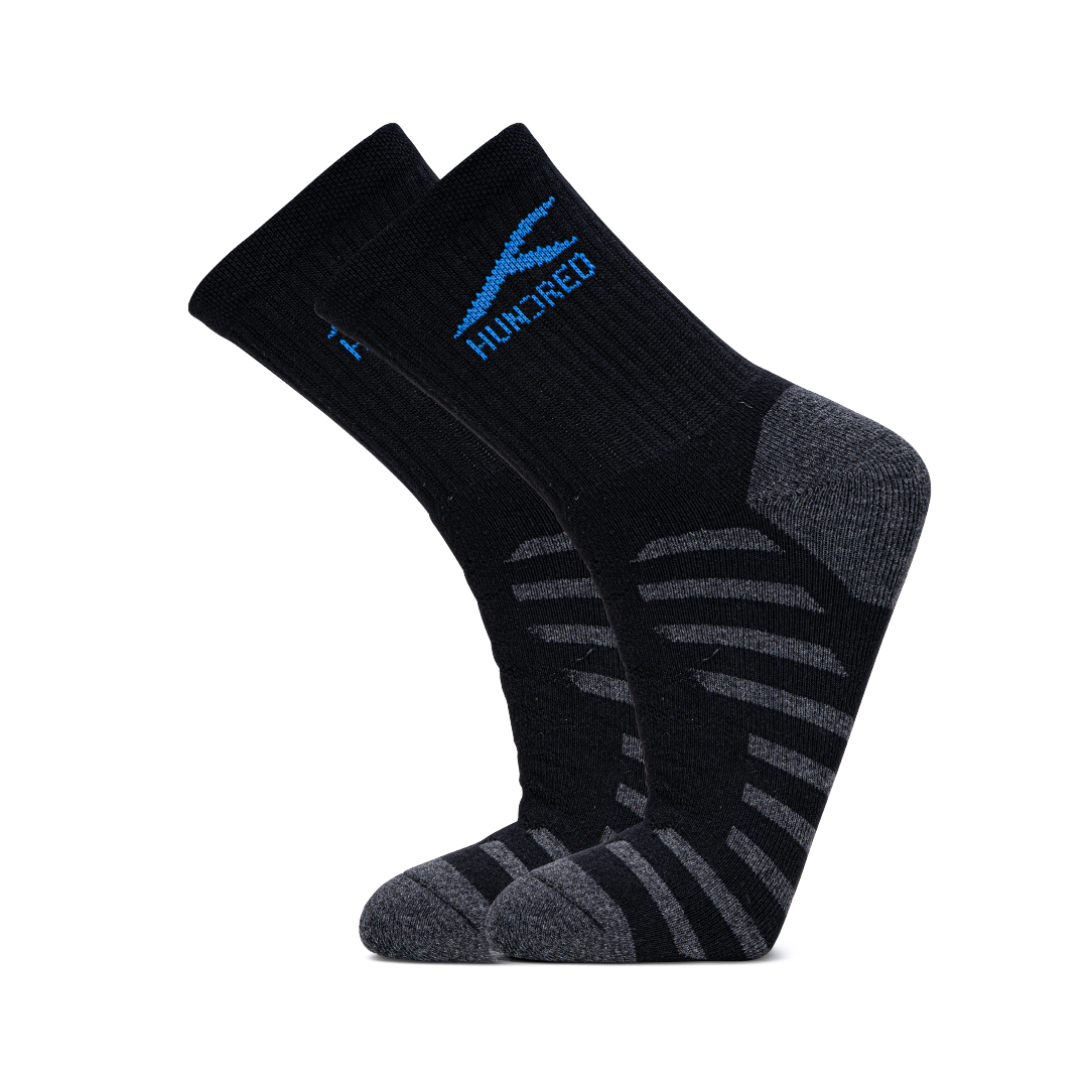 Stripe Quarter Length Performance Sports Socks_Black